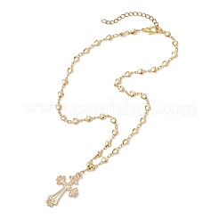 Женские ожерелья из латунной цепочки с подвеской в виде креста из сплава&nbsp;NJEW-JN05617