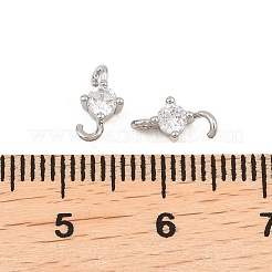 Латунные подвески с гладкими круглыми подвесками-соединителями из прозрачного кубического циркония&nbsp;KK-H538-21A-P