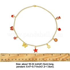 Звезда цветок бабочка лента корона нержавеющая сталь 304 трос цепь ожерелья&nbsp;NJEW-FS00010