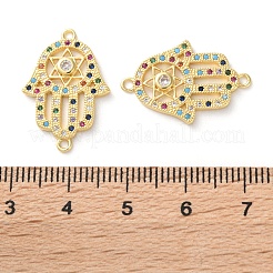 Стойка покрытие латунь цветной кубический цирконий религия хамса рука соединительный шарм&nbsp;KK-C084-19G
