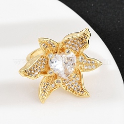 Регулируемые манжетные кольца с микропаве из кубического циркония из латуни&nbsp;RJEW-C139-13G