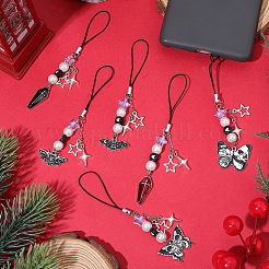 6 шт. 6 стиля эмалевых мобильных ремешков из сплава&nbsp;HJEW-SC0002-78