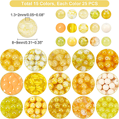 375 шт. двухцветные стеклянные бусины с эффектом кракле&nbsp;DIY-PH0003-88