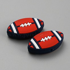 Экологически чистые силиконовые фокусные бусины для пищевых продуктов для регби&nbsp;LS-SIL-WH0013-52B