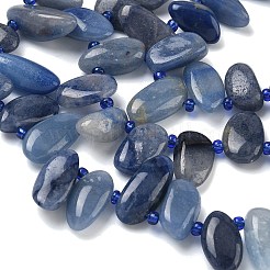 Природные голубые авантюрин бисером пряди&nbsp;G-P604-A18-01