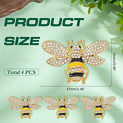 4шт. брошь из сплава стекла в виде пчел&nbsp;JEWB-ME0001-18