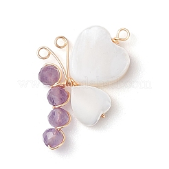 Бусины из натуральных драгоценных камней с бусинами из натуральных пресноводных ракушек и подвесками из экологически чистой медной проволоки&nbsp;PALLOY-TA00234