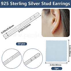 30 шт. 925 серебряные серьги-гвоздики с 1 шт. двухсторонней замшевой тканью для полировки серебра&nbsp;FIND-BBC0015-87