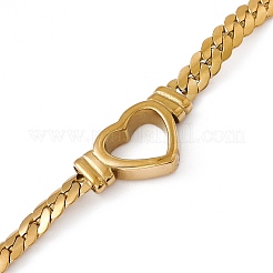 Браслет из нержавеющей стали 304 с полыми звеньями в форме сердца и кубинскими звеньями для женщин&nbsp;LS-BJEW-P284-01G
