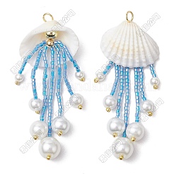 4 шт. подвески в виде медуз из двухцветного стеклянного бисера&nbsp;PALLOY-FS00049