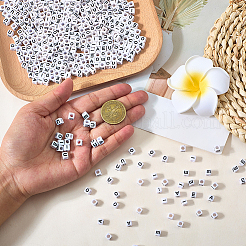 1000 шт. 5 вида акриловых бусин с горизонтальными отверстиями в виде букв&nbsp;MACR-PA0001-34