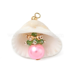 8 шт. подвески из натуральной ракушки и круглого стекла 8 цветов&nbsp;PALLOY-MZ00912