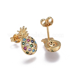 Латунные микро проложить серьги стержня кубического циркония&nbsp;EJEW-L224-40G