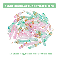 40 шт. 4 подвески из натурального кварца с гальваническим покрытием&nbsp;FIND-FH0006-42