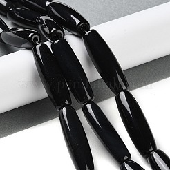 Нити бусин из натурального черного оникса-агата&nbsp;G-NH0019-C05-15