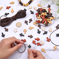 100 шт. подвески из неокрашенного дерева 5 цветов&nbsp;WOOD-PA0001-13