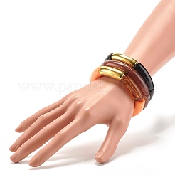 Массивные акриловые и ccb пластиковые изогнутые трубки бусины стрейч браслеты набор для женщин&nbsp;BJEW-JB07318