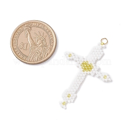 Подвески-кресты из стеклянного бисера&nbsp;PALLOY-MZ00947-04