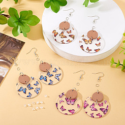 Наборы для самостоятельного изготовления плоских круглых сережек-бабочек&nbsp;DIY-TA0012-29