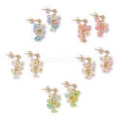 5 пара серег-гвоздиков из акрила с цветами из нержавеющей стали 304 для женщин&nbsp;EJEW-JE06373