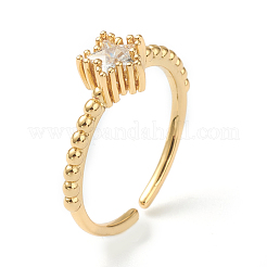 Латунные кольца из манжеты с прозрачным цирконием&nbsp;RJEW-G113-01G