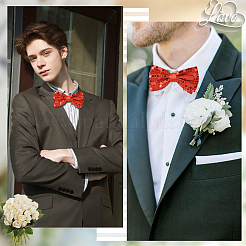 2 шт. регулируемые галстуки-бабочки с пайетками&nbsp;AJEW-SP0003-47