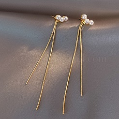 Серьги-гвоздики из пластика с имитацией жемчуга и кисточками&nbsp;FS-WG3A474-01