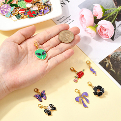 Подвесные украшения из эмали из сплава 12 шт.&nbsp;HJEW-YW00093-01