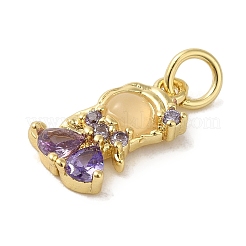 Латунные подвески из цветного стекла с микропаве и кубическим цирконием&nbsp;KK-R162-026D-G