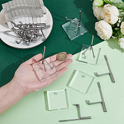 16 шт. железные мольберты для демонстрации кристаллов с квадратным основанием из прозрачного акрила&nbsp;ODIS-TW0001-03