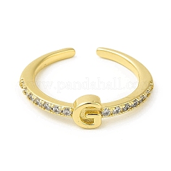 Кольцо-манжета с открытой буквой из прозрачного кубического циркония&nbsp;RJEW-H120-09G-G