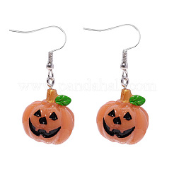 Серьги-подвески из пластика и смолы в форме тыквы на Хэллоуин&nbsp;FS-WGC9740-01