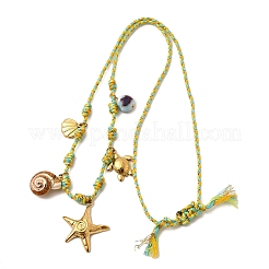 Ожерелья с подвеской из натуральной ракушки Summer Beach из нержавеющей стали 304 с гальваническим покрытием&nbsp;NJEW-F348-01B-G