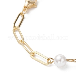 Изготовление браслета-цепочки из круглого белого жемчуга и латунных скрепок&nbsp;AJEW-JB01426