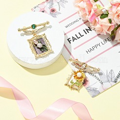 2 шт. 2 стиля квадрат и прямоугольник с цветком брошь из искусственного жемчуга ABS сплава&nbsp;JEWB-CJ0001-92