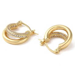 Серьги-кольца из латуни с микропаве из кубического циркония&nbsp;EJEW-M230-16G