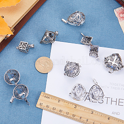 10 шт. 5 стиля филигранных латунных подвесок-клеток&nbsp;KK-SC0003-77D