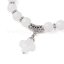 Браслеты с подвесками-крестиками из натурального малайзийского нефрита&nbsp;BJEW-JB12259-04