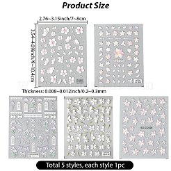 5 шт. 5 стиля с цветочным узором самоклеящиеся наклейки для ногтей для домашних животных&nbsp;MRMJ-SP0001-24