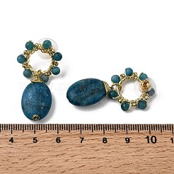 Серьги-гвоздики с подвесками из натурального апатита&nbsp;EJEW-G454-01G-06