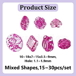 Прозрачные акриловые бусины цвета фуксии&nbsp;TACR-AR0001-28