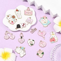 15 шт. 15 стиля подвески из сплава и эмали на тему Дня святого Валентина&nbsp;ENAM-YW0008-43