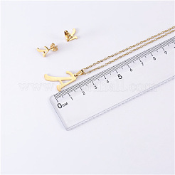 Ожерелья с подвесками в виде букв из нержавеющей стали и комплекты серег-гвоздиков&nbsp;WG3FD2C-01