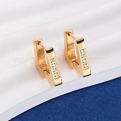 Серьги-кольца трапециевидной формы с кубическим цирконием из нержавеющей стали 304&nbsp;EJEW-D331-06G