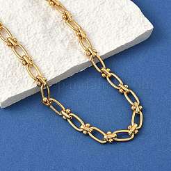 Ожерелье из овальных звеньев из нержавеющей стали 304 с ионным покрытием (IP) для женщин&nbsp;NJEW-B107-07G-03