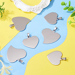 12 шт. 2 стиля 201 нержавеющая сталь сердце штамповка пустые бирки подвески&nbsp;STAS-TA0002-94