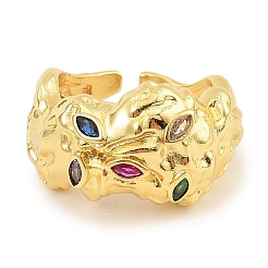 Манжеты из латуни с микро паве кубический цирконий для женщин&nbsp;RJEW-S392-10G