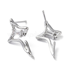 Фурнитура для сережек-гвоздиков из латуни с ромбами из кубического циркония&nbsp;KK-B087-05P