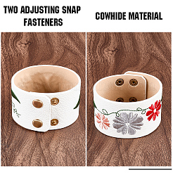 Браслеты из искусственной кожи с цветочной вышивкой&nbsp;BJEW-WH20007-08A