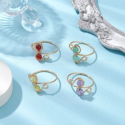 Круглое кольцо на палец с натуральным драгоценным камнем&nbsp;RJEW-TA00130